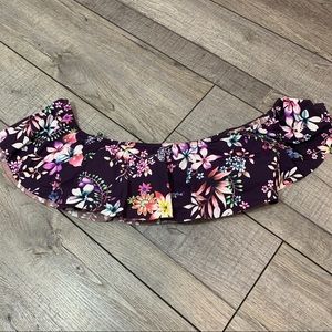 Hobie Floral Ruffle Top Sleeve Bikini Top - Large